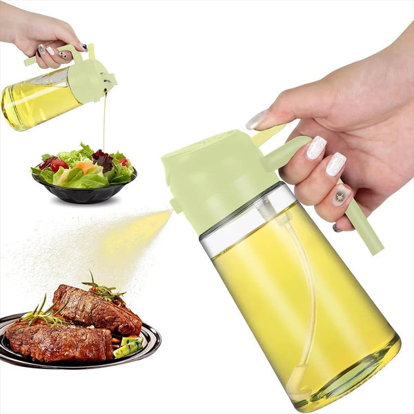 Control Your Oil Usage Perfectly – With Zero Mess The 2-in-1 Oil Spray & Pour Bottle gives you complete control. Spray for light misting or pour for precise amounts—no waste, no spillage.