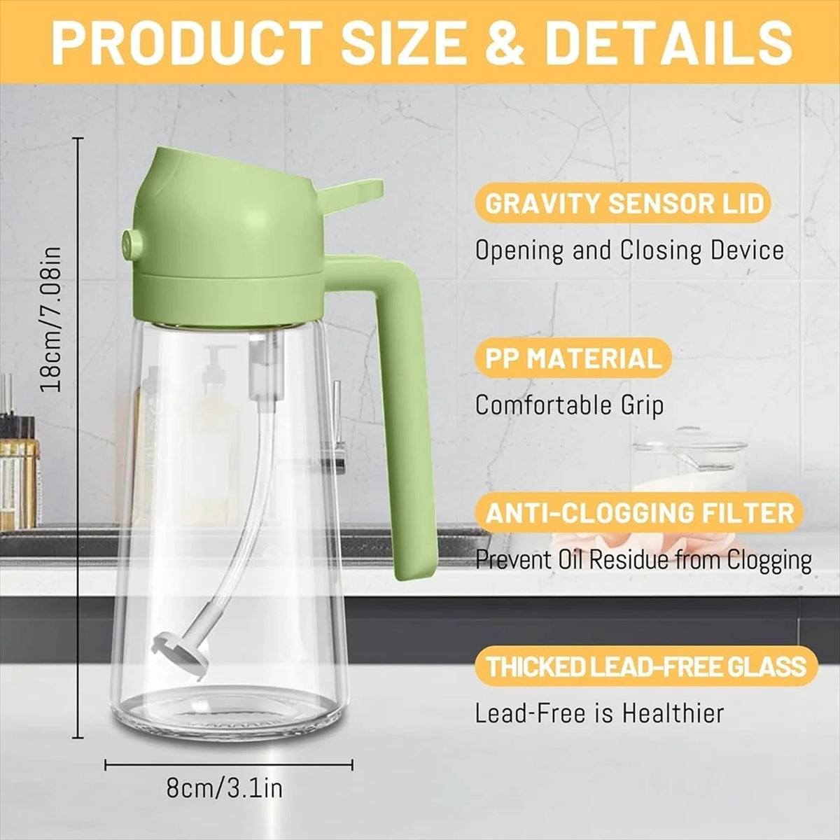 Control Your Oil Usage Perfectly – With Zero Mess The 2-in-1 Oil Spray & Pour Bottle gives you complete control. Spray for light misting or pour for precise amounts—no waste, no spillage.